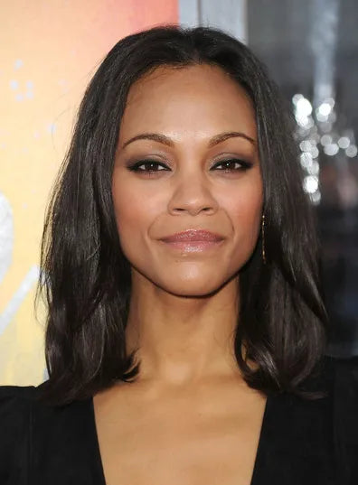Custom Zoe Saldana Shoulder Length Straight Hairstyle 12 Inches 100% Human Hair Lace Wig
