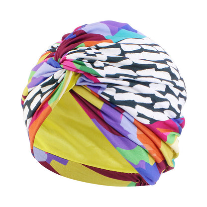 Cross border polyester lined cross headscarf hat, sleeping hat, toe cloth hat JDT-473D