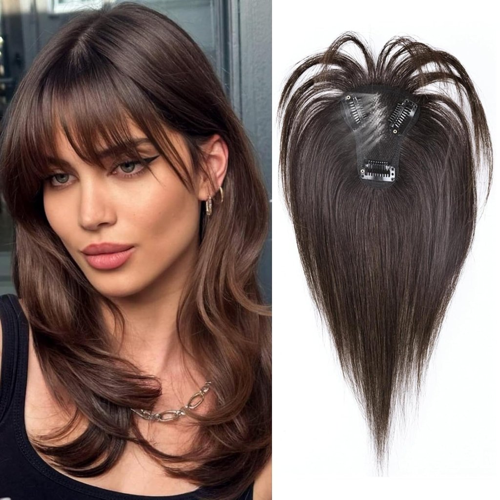 Hair Toppers for Women Real Human Hair Bangs Hair Clip French Fake Clip in Bangs Hair Pieces