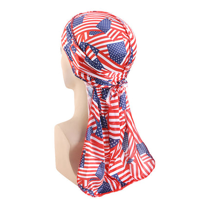 Cross-Border New Style Imitation Silk Camouflage Headscarf Hat, Long-Tailed Pirate Hat, Tie-On Head Wrap Hat Tjm-05-3H