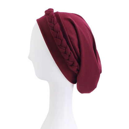 Amazon European and American Pure Color Elastic Ethnic Style Baotou Hat Twist Braid Chemotherapy Cap Confinement Cap Jdt-429C