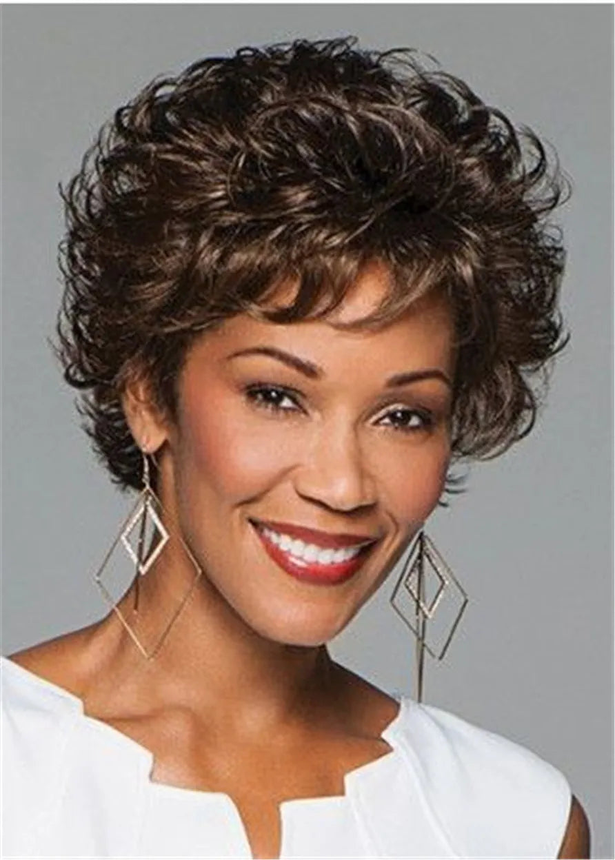 Pixie Choppy Cut Synthetic Hair Short Wavy Capless Wig 10 Inches