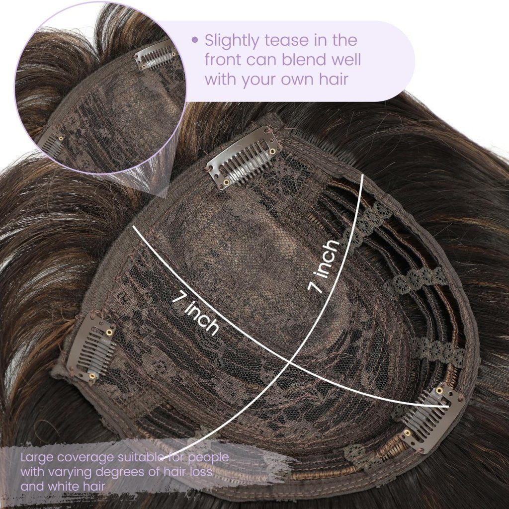 Human Hair Pieces Short Bob Hair Toppers with Bangs Side Part Hair