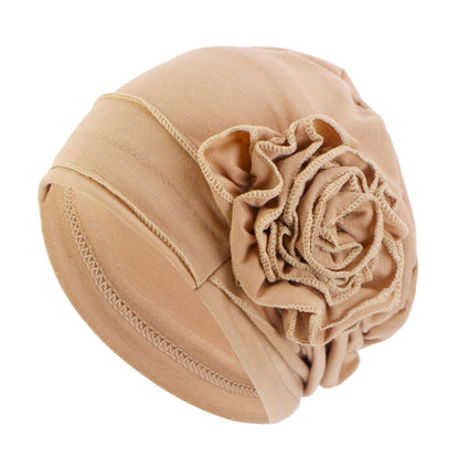 Cross-border new cotton flower elastic turf cap pullover cap moon cap chemotherapy cap JDT-417B