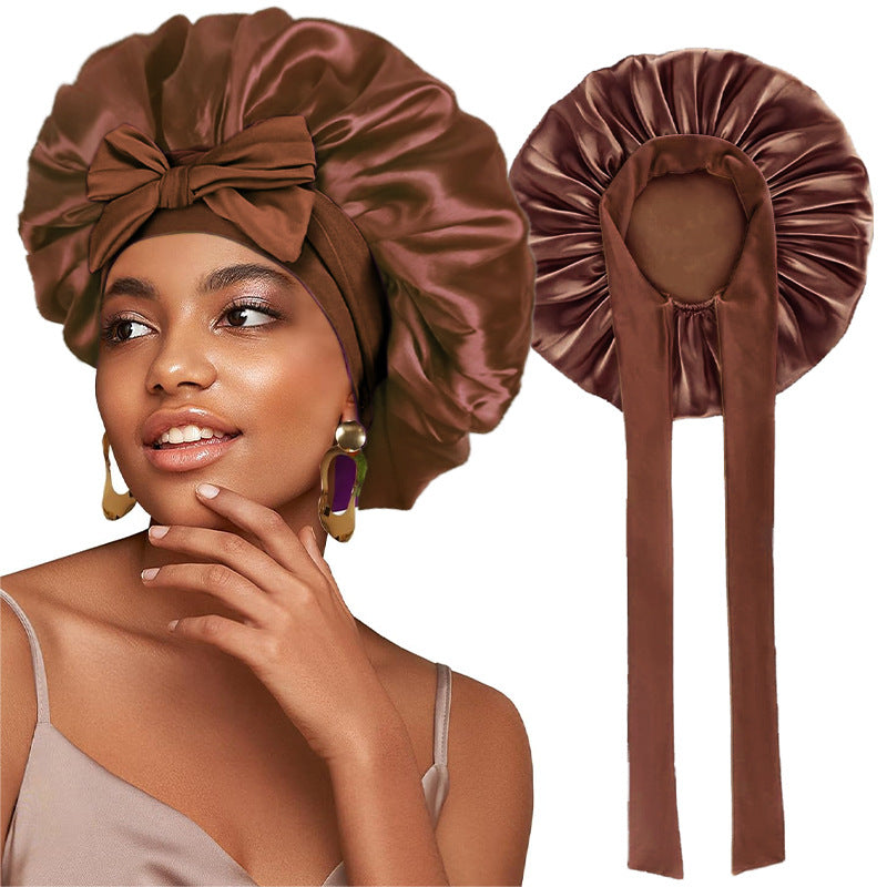 Logo Customized Satin Elastic Ribbon Nightcap Turban Hat Clothing Hat Beauty Chemotherapy Hat Jdb-301L