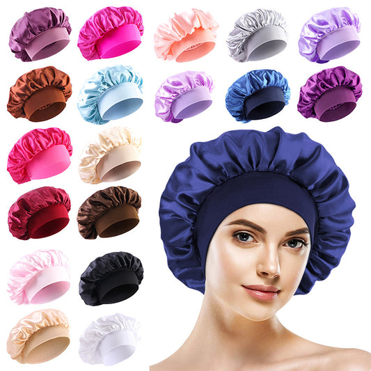 Satin Nightcap Wide-brimmed Hair Band Round Hat Tape Hat Beauty Salon Home Hat TJM-301