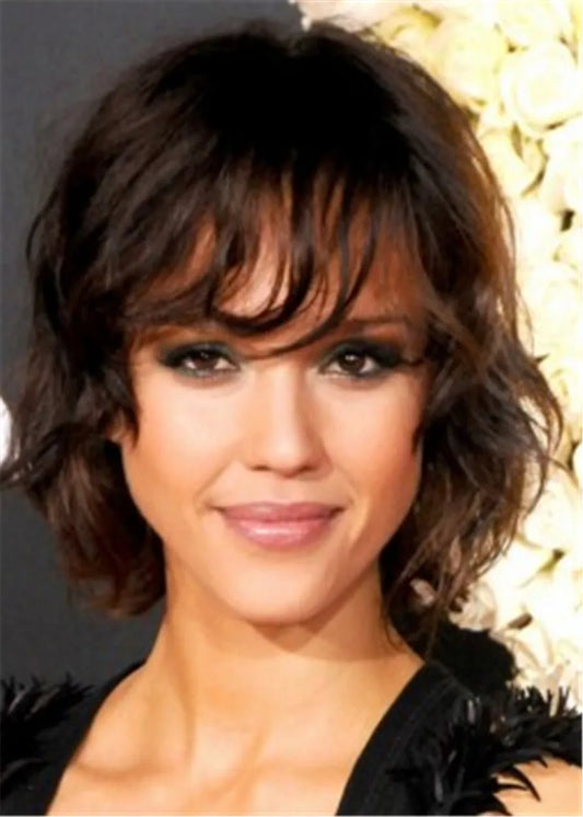 Medium Length Layered Wavy Lace Front Synthetic Hair Wigs 14 Inches