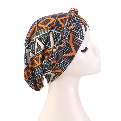 Cross-border New Printed Twist Braid Double Cross Twist Hat Bohemian Style Small Hat Stretch Baotou Hat