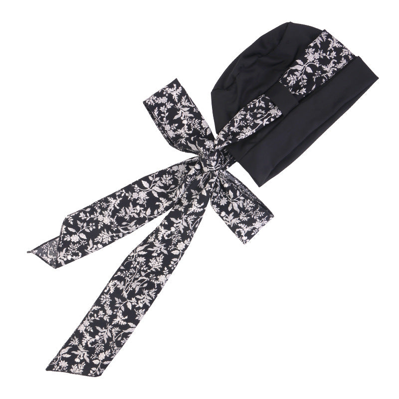New European and American printed wide edge ribbon headband hat for outdoor tourism, beach headscarf, cross-border hat JDT-531