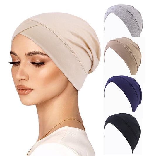 Amazon's New Elastic Cross-Over Indian Hat, Solid Color Modal Cotton Base Hat Jdt-50A