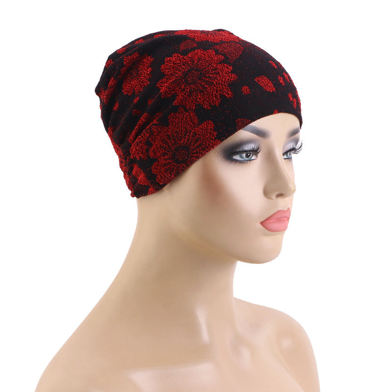 New Cross-Border Style Shiny Breathable Base Cap, Headscarf Hat, Turban Hat, Printed Hat Jdt-525