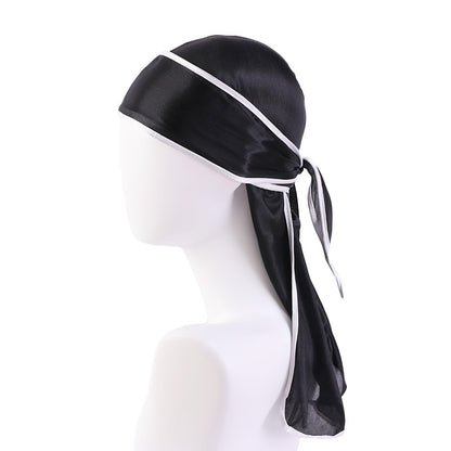 Imitation Silk Edge Long Tail Pirate Hat Hip-Hop Cloak Towel Hat Toe Hat silky durag