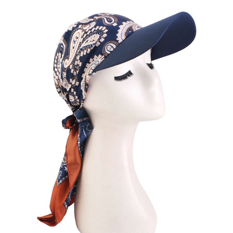 New Satin Square Scarf Hat with Brim, Outdoor Sunshade Turban Hat, Sunshade Cloth Hat Jdt-234J