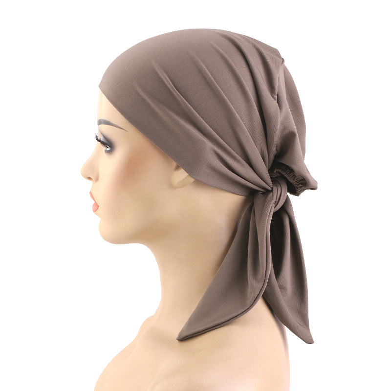 Cross border new solid color double-layer elastic ribbon headscarf cap strap headband hair care cap JDT-29