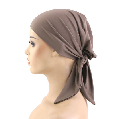 Cross border new solid color double-layer elastic ribbon headscarf cap strap headband hair care cap JDT-29