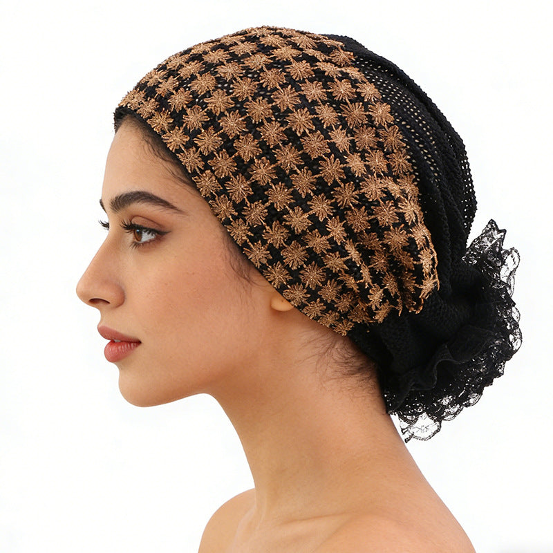 New Cross-Border Ethnic Style Breathable Hat, Floral Turban Hat, Head Wrap Hat, Hair Care Hat Jdt-519