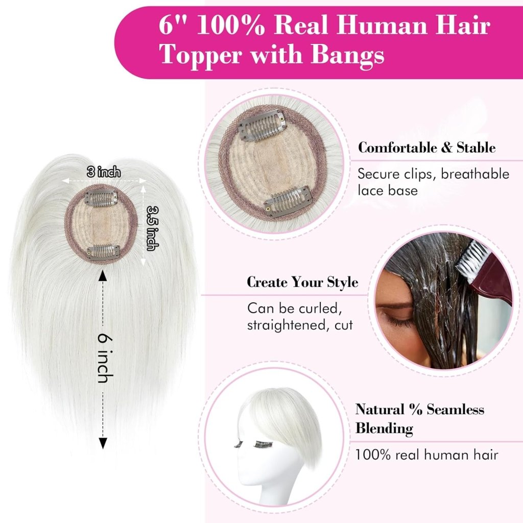 Human Hair wigs Pieces 6 Inch Hair Toppers Top Hair Extensions