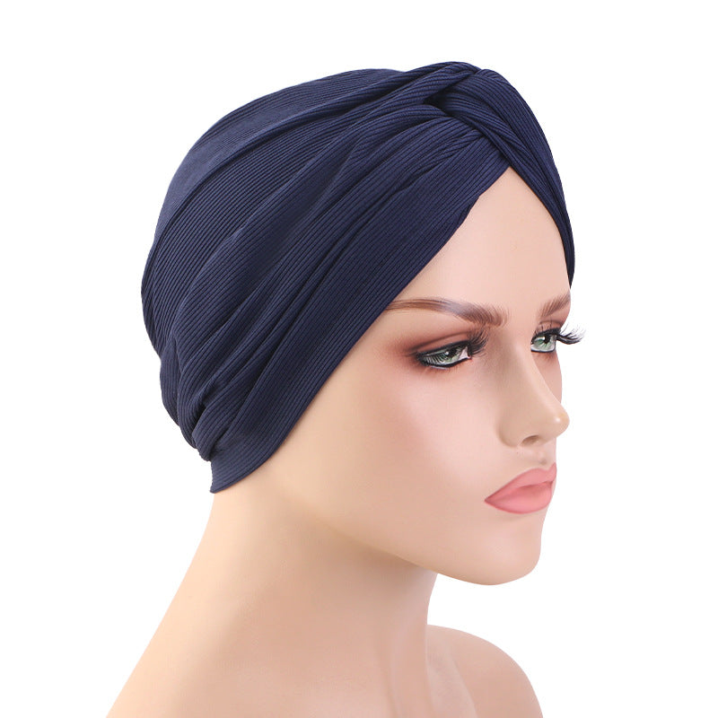 New Ethnic Style Fine Line Cross Twist Hat Turban Hat Indian Hat Turban Hat Jdt-163G
