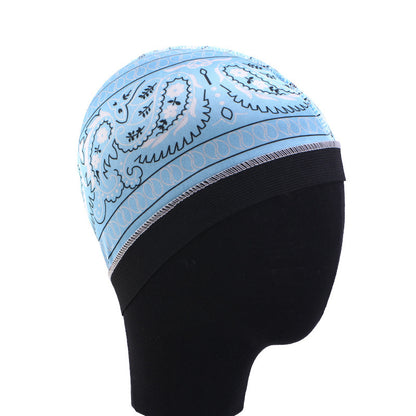 Cross-Border Hat with Cashew Flower Print, Elastic Round Hat, Faux Silk Wig Cap, Hair Loss Protection Cap Jdu-20E