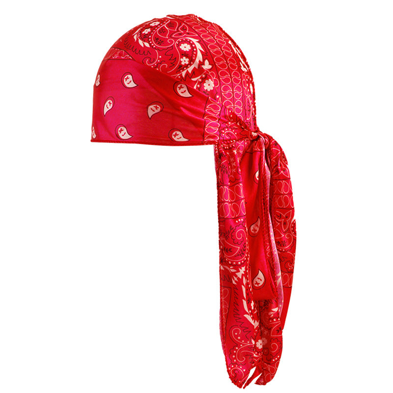 European and American Fashion Cashew Flower Amoeba Printing Silk Thin Pirate Hat Strap Tapes JDT-05-3J