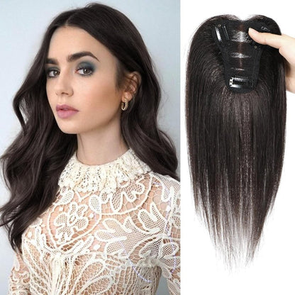 Human Hair Toppers for Women Real Human Hair Toppers Hair Pieces for Women 10 Inch Upgrade Swiss Base Hair Toppers for Women with Thinning Hair-Natural Black