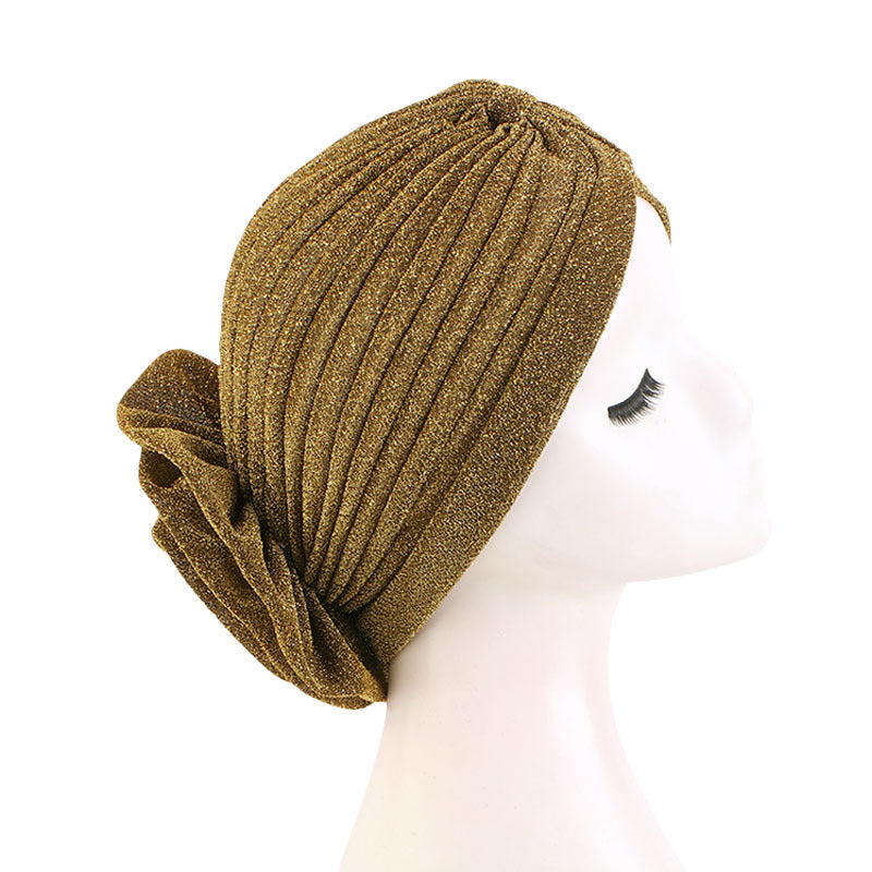 Cross-border new bright silk big flower headscarf hat ethnic style toe cap retro fashion hat TJM-322