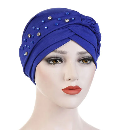 Beads Pure Colour Turban For Women
