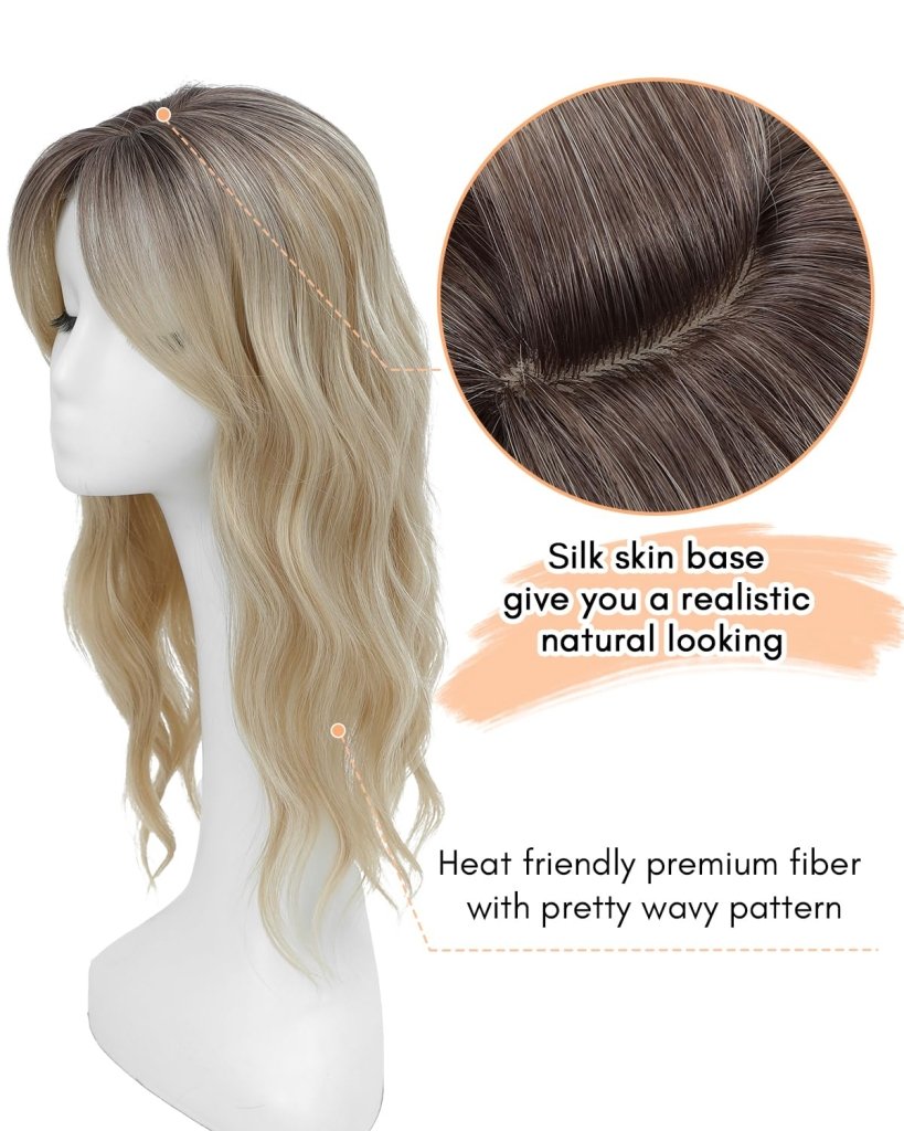 20Inch Wavy Hair Topper for Women Add Volume&Cover Thinning Hair with Natural Looking Hair Piece