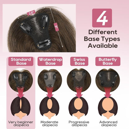 Real Human Hair Topper10 inch Women for Thinning Hair Swiss Base  Hairpiece