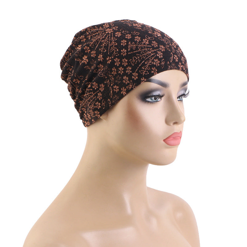 New Cross-Border Style Shiny Breathable Base Cap, Headscarf Hat, Turban Hat, Printed Hat Jdt-525