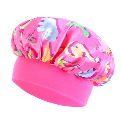 Cross-border children's cartoon colored nightcap dinosaur print baby headscarf hat hair care cap JDKB-21A-5