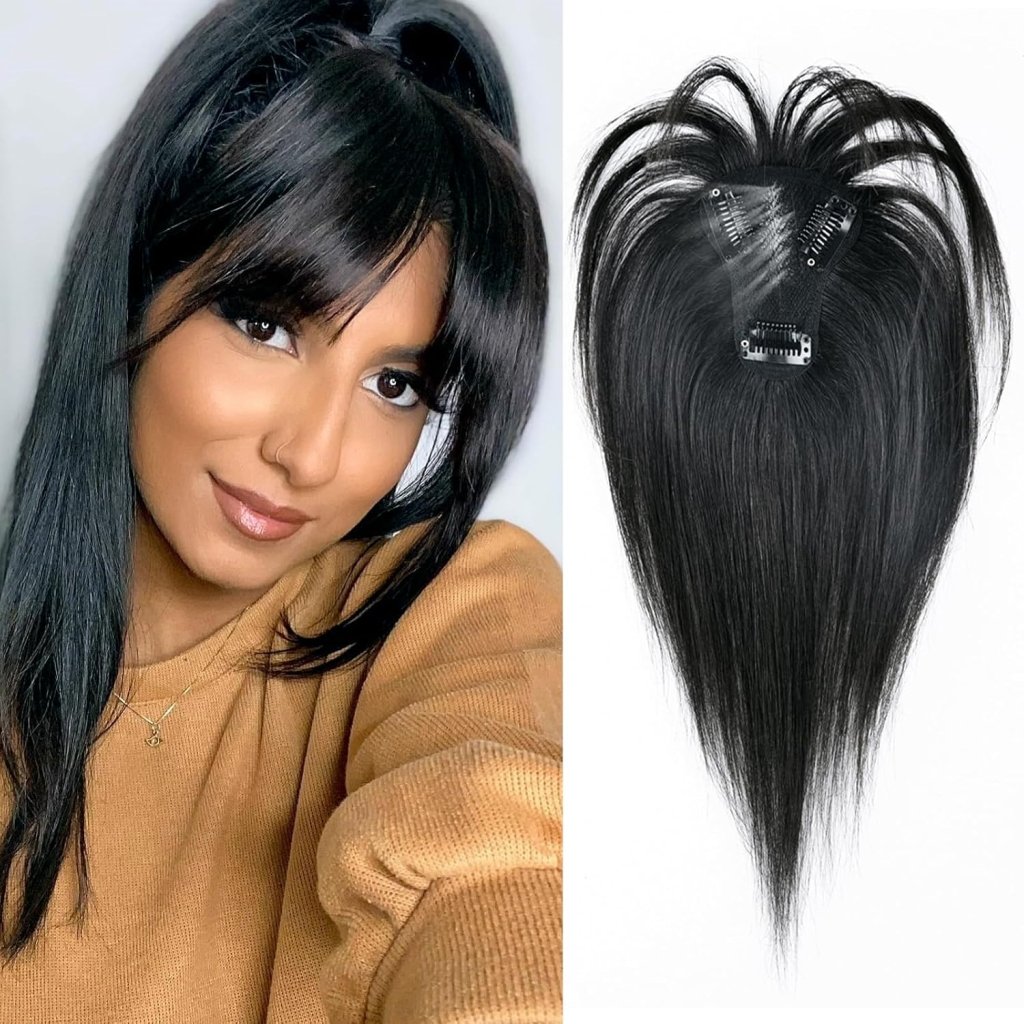 Hair Toppers for Women Real Human Hair Bangs Hair Clip French Fake Clip in Bangs Hair Pieces