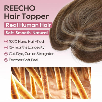 Real Human Hair Topper10 inch Women for Thinning Hair Swiss Base  Hairpiece