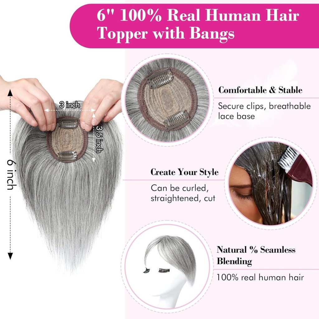 Human Hair wigs Pieces 6 Inch Hair Toppers Top Hair Extensions