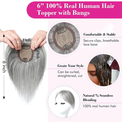 Human Hair wigs Pieces 6 Inch Hair Toppers Top Hair Extensions