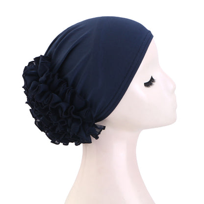 Amazon Cross-Border Hat Chiffon Large Floral Headscarf Hat Hair Loss Cap Head Wrap Postpartum Hat Jdt-504
