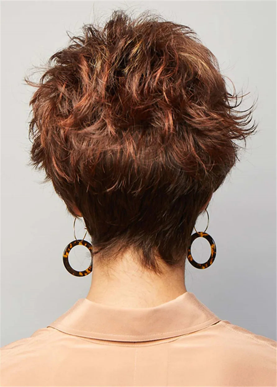 Pixie Cut Short Fluffy Layer Wig Natural Straight Human Hair Women Wig 10 Inches