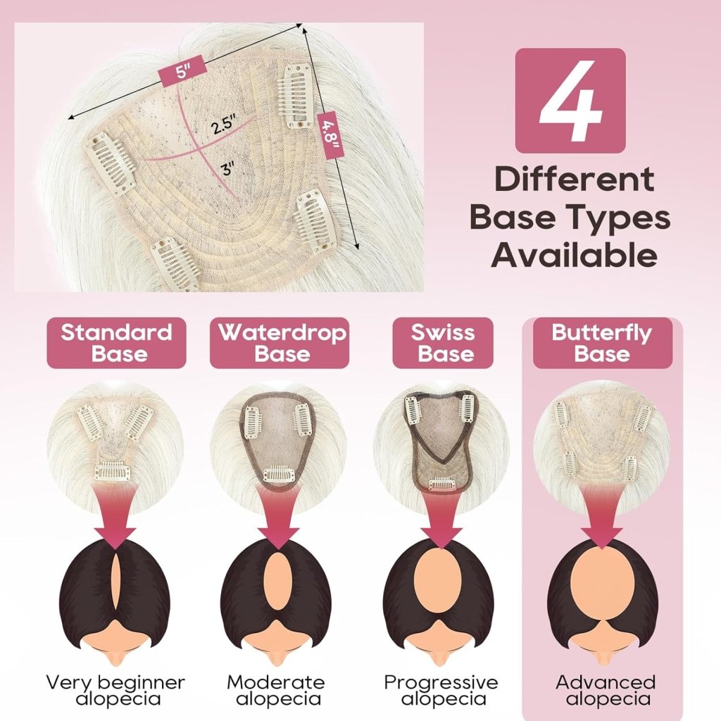 Real Human Hair Topper 10 inch Women Hair Toppers for Thinning Hair Light Grey Wigs