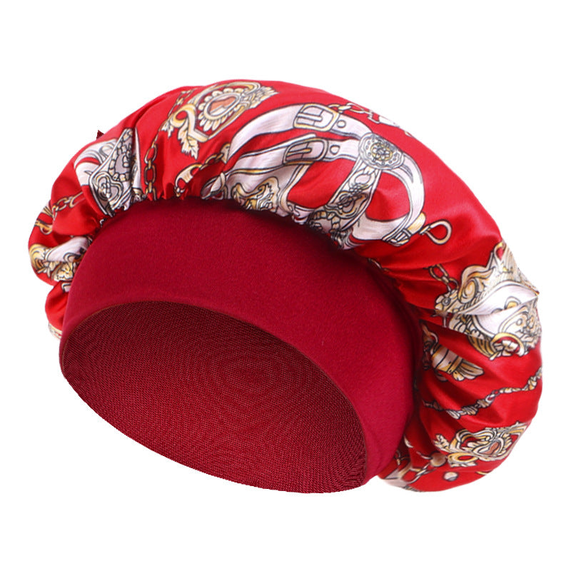 Amoeba wide-brimmed elastic hair band nightcap satin round CAP Beauty hair cap shower cap satin bonnet