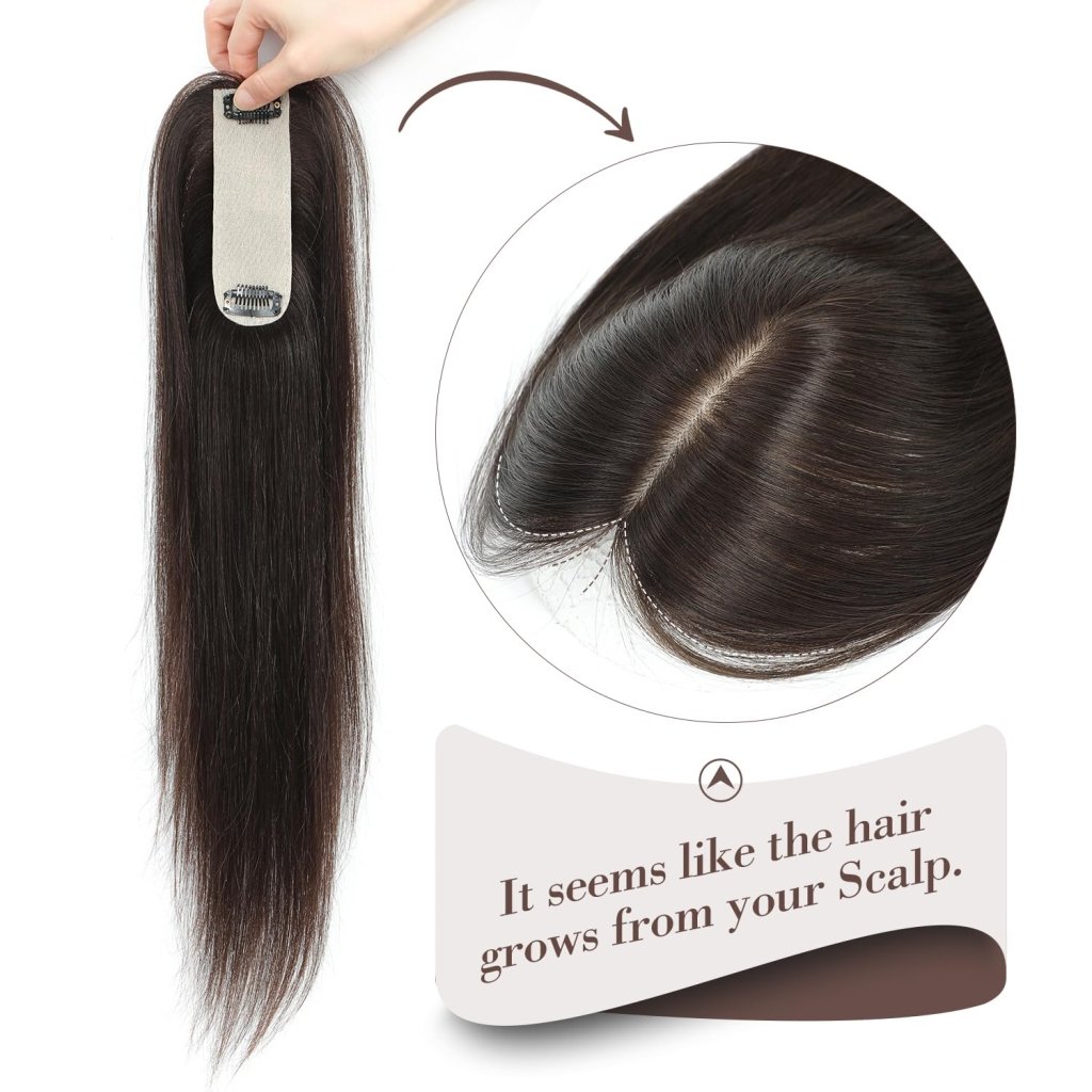 Hair Toppers for Women Real Human Hair 16 Inch for Thinning Hair