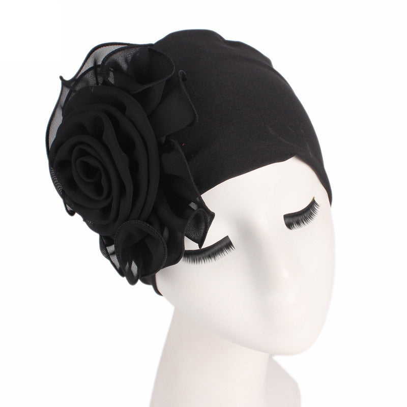 Large Floral Double-Layer Headscarf Hat, Hair Protection and Anti-Hair Loss Cap Tjm-295