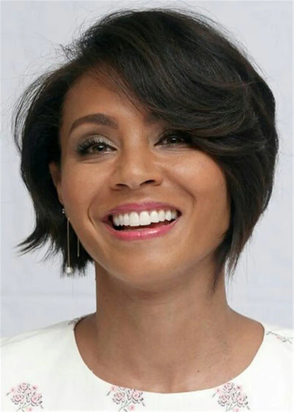 Short Bob Side Part Natural Straight Human Hair Women Wigs 12 Inches