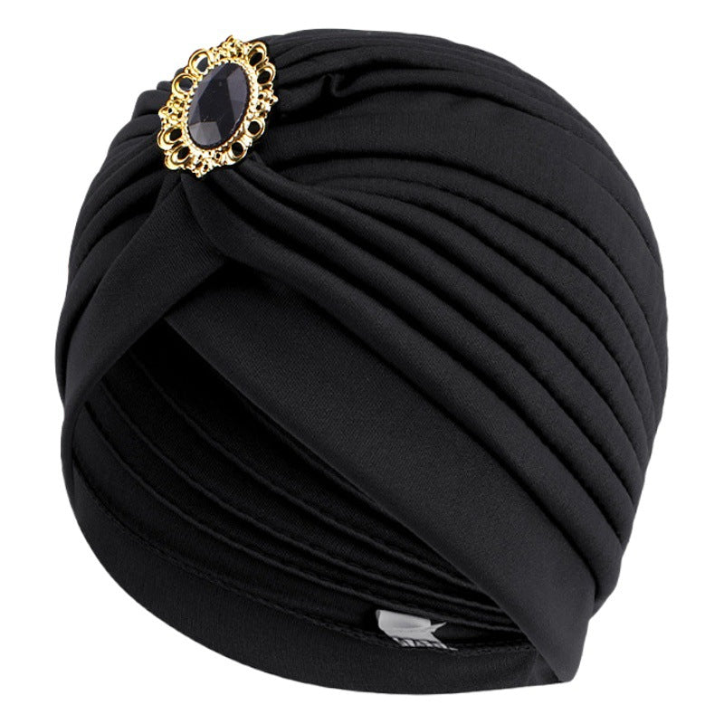 Cross-border new alloy diamond accessories Indian cap retro ethnic headscarf cap chemotherapy cap JDT-12J