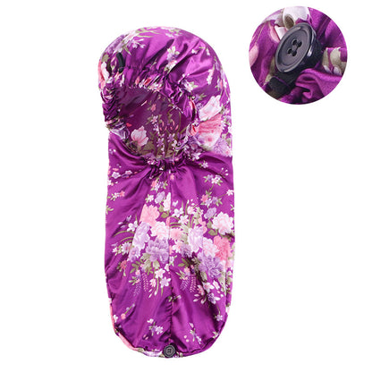 Cross-border Exclusive High Elastic Button Women's Hair Care Cap Dual-use Long Hair Nightcap Shower Cap Amazon Hot Sale