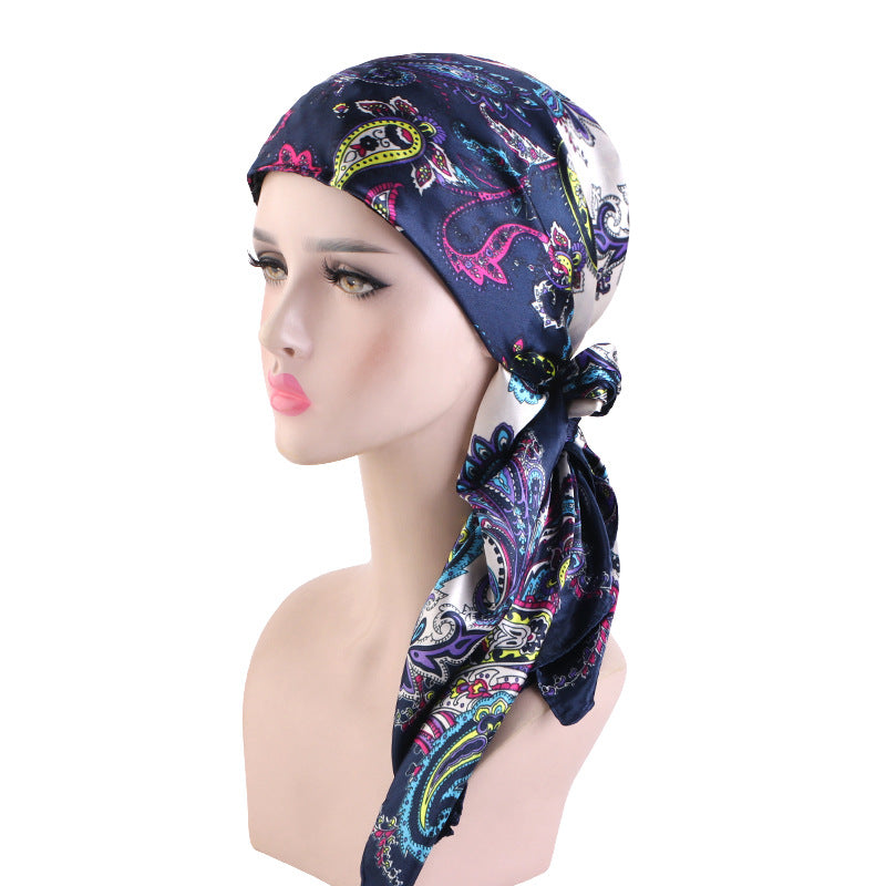 Cross-Border New Style Satin Square Scarf Hat Outdoor Hair Protection Head Wrap Turban Hat Jdw-66