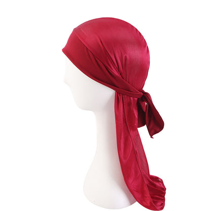 Cross-Border New Elastic Ribbon Imitation Silk Pirate Hat Cloak Baotou Hat Strap Turban Hat Durag