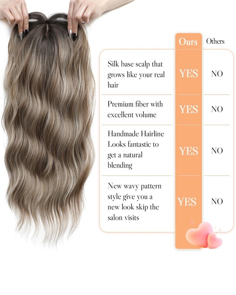 20Inch Wavy Hair Topper for Women Add Volume&Cover Thinning Hair with Natural Looking Hair Piece