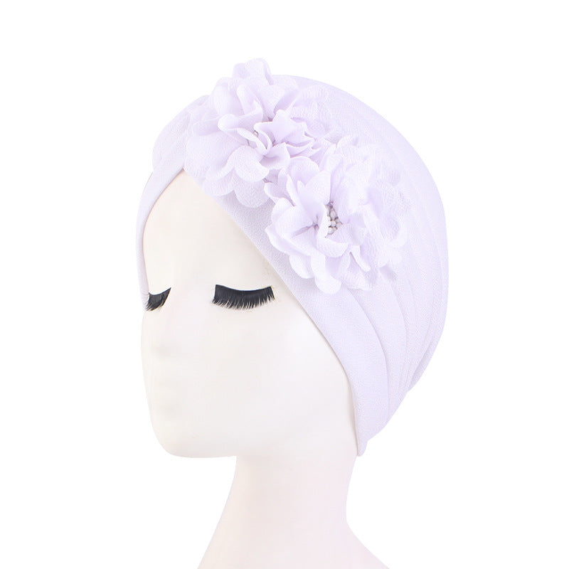 Europe and the United States popular three-dimensional flower pleated turban hat ethnic wind Baotou cap chemotherapy hat JDT-16C