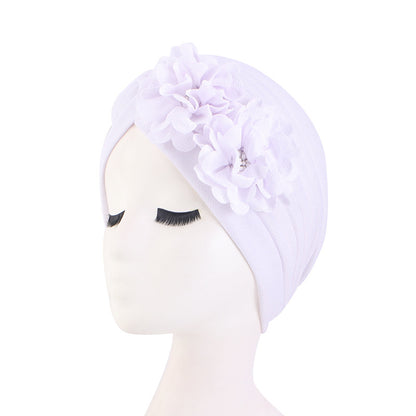 Europe and the United States popular three-dimensional flower pleated turban hat ethnic wind Baotou cap chemotherapy hat JDT-16C