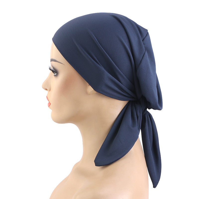 Cross border new solid color double-layer elastic ribbon headscarf cap strap headband hair care cap JDT-29